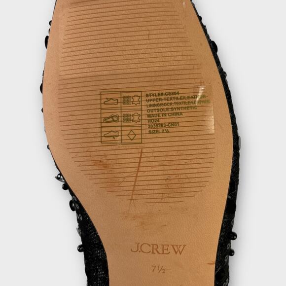 J.Crew Quinn Sequin Embellished Mesh Ballet Flats Black Size 7.5 - Picture 7 of 7